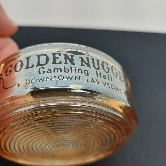 VTG Old Las Vegas Golden Nugget Gambling Hall Ashtray Iridescent Amber Color - Picture 3 of 6